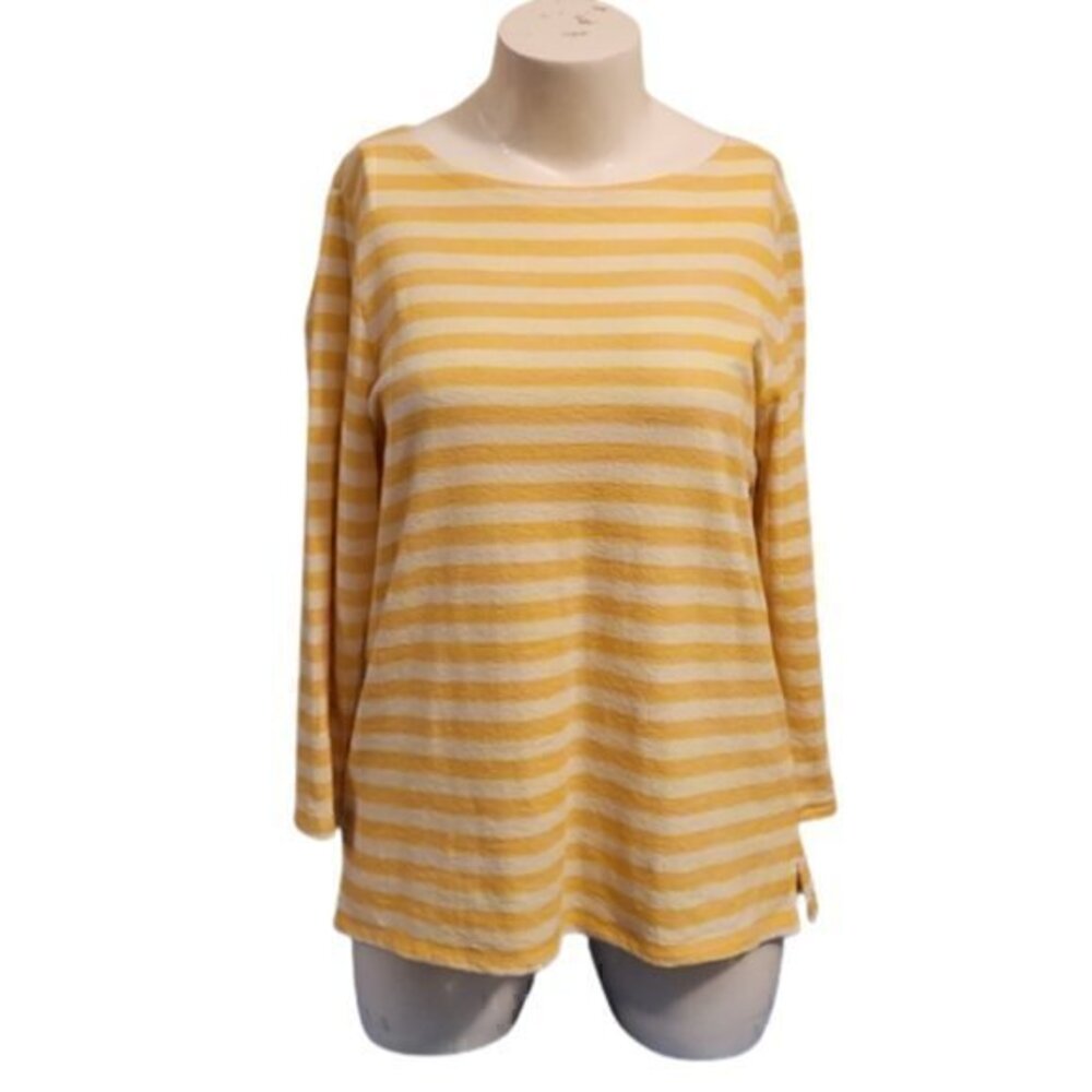 [Old Navy] Yellow and White Striped Crew Neck Sweater - Size XL